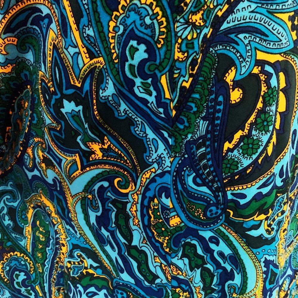 Vintage 70's Blue Paisley Maxi Dress - Picture 4 of 6